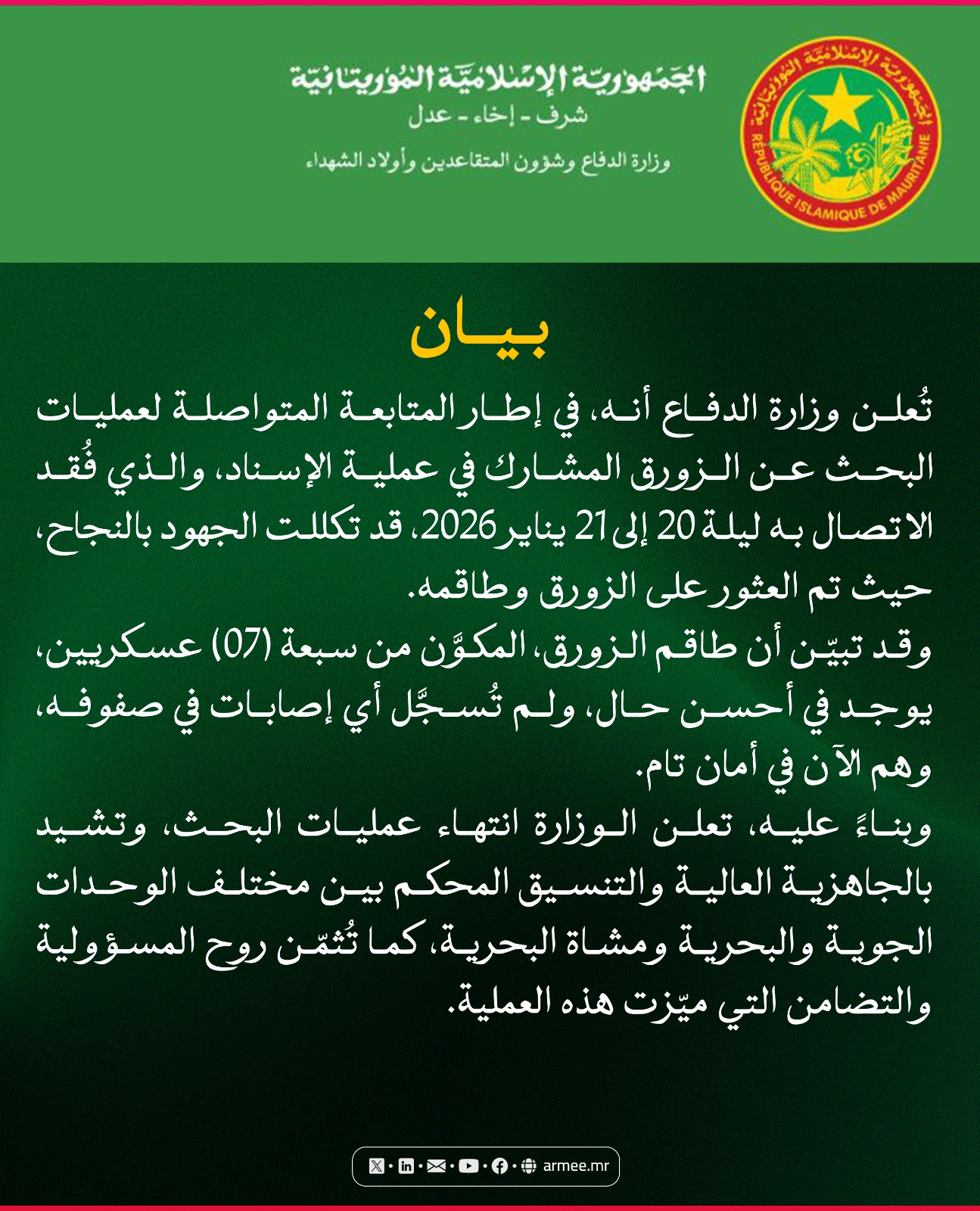 موريتانيا – الإعلان عن اكتشاف الزورق الحربي